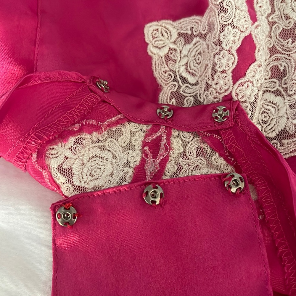 Victoria Secret Gold Label 1990's Fuchsia Teddy Vintage Lingerie size Large. EUC - Picture 3 of 14